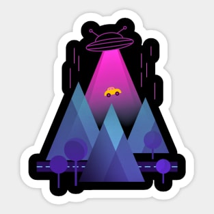 Alien Ship abducting a Car Sticker